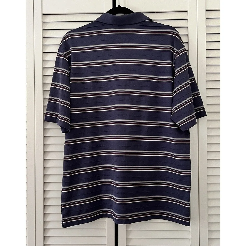 Tiger Woods Collection Polo Shirt Purple Burgundy Striped Nike Dry Fit Size L - Picture 4 of 10
